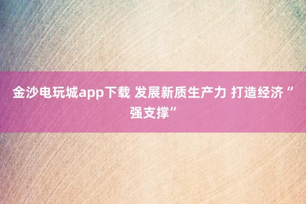 金沙电玩城app下载 发展新质生产力 打造经济“强支撑”