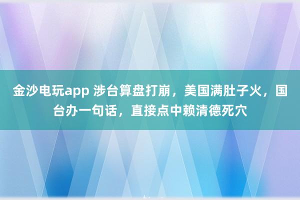 金沙电玩app 涉台算盘打崩，美国满肚子火，国台办一句话，直接点中赖清德死穴