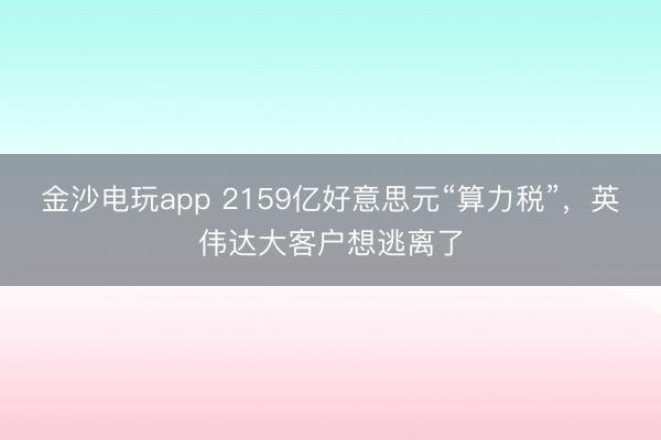 金沙电玩app 2159亿好意思元“算力税”，英伟达大客户想逃离了